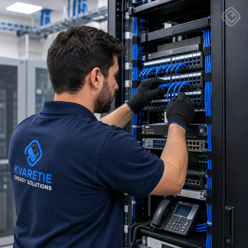 Instalación de rack de datos y cableado estructurado